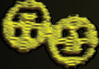 Yellow smiley faces on a black background