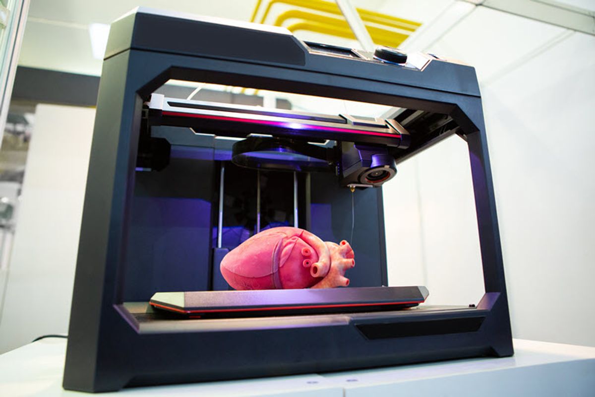 A 3D printer with a life-like human heart inside.