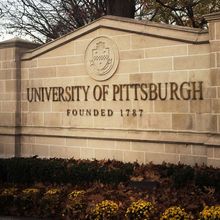 Sign that reads "University of Pittsburgh Founded 1787"